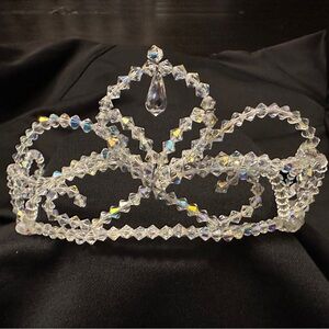 Vintage 1980s AB Swavorski Crystal Bead Tiara Crown